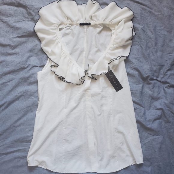 *Clearance*❗❗SISLEY Sleeveless White Blouse, Size M - Picture 3 of 8